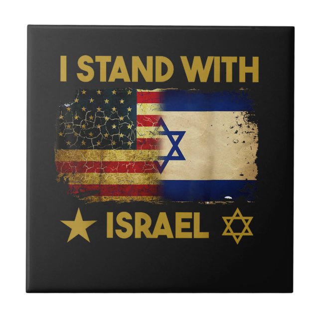  I Stand with Israel America Flag Tile (Front)