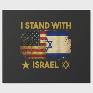 I Stand with Israel America Flag Wrapping Paper