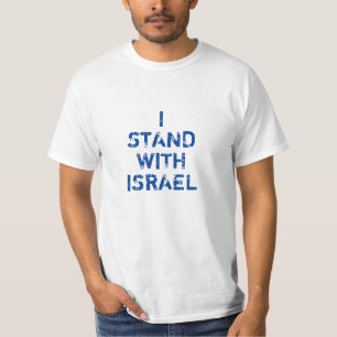 I stand with Israel blue distressed typography T-Shirt