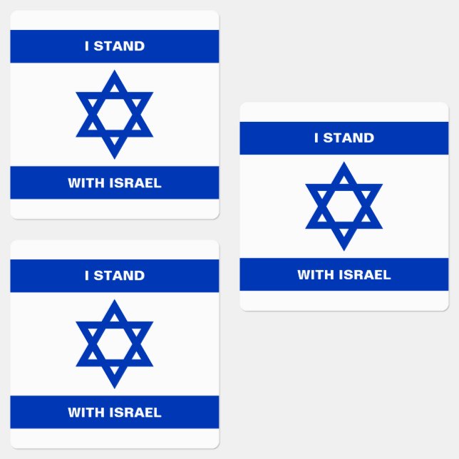 I stand with Israel custom text Israel flag square (Group)
