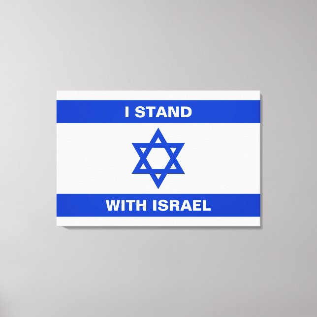 I stand with Israel custom white text Israel flag Canvas Print (Front)