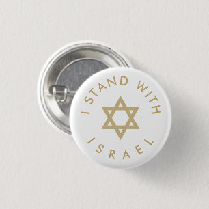 I Stand with Israel gold Star of David custom text 3 Cm Round Badge