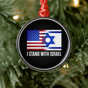 I Stand with Israel Patriotic Metal Tree Decoration