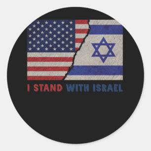 I Stand With Israel Patriotic USA and Israel Flag Classic Round Sticker