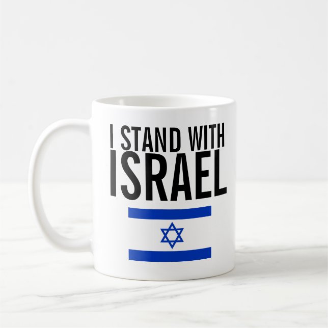 I Stand with Israel printed on White Mug (Left)
