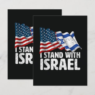 I Stand With Israel USA American Flag Card