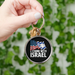I Stand With Israel USA American Flag  Key Ring
