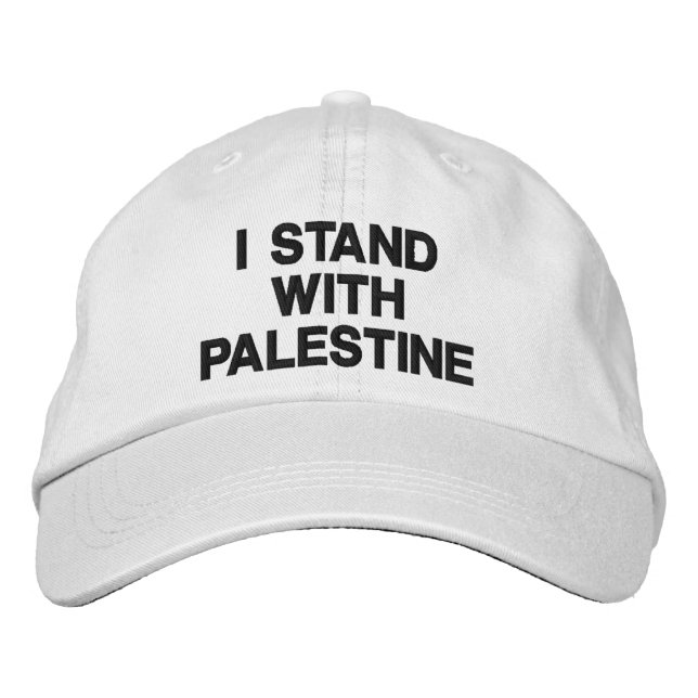 I stand with Palestine black modern custom text Embroidered Hat (Front)