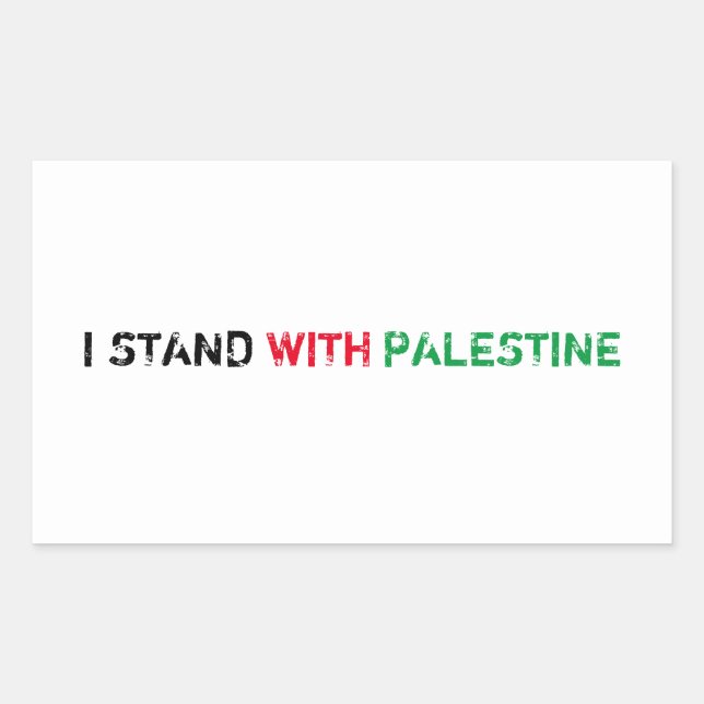 I stand with Palestine black red green white text Rectangular Sticker (Front)