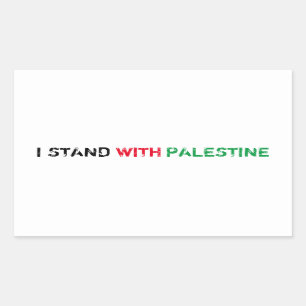I stand with Palestine black red green white text Rectangular Sticker