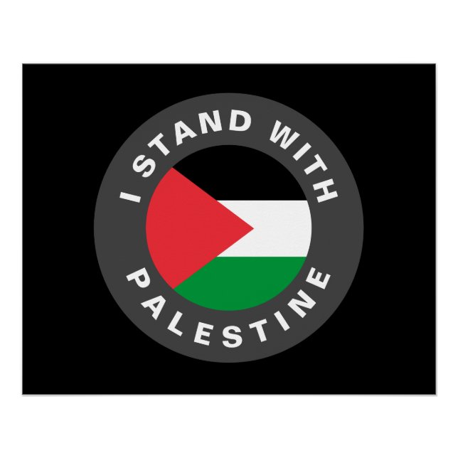 I Stand with Palestine custom text and flag black Poster (Front)