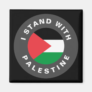I Stand with Palestine custom text flag black Magnet