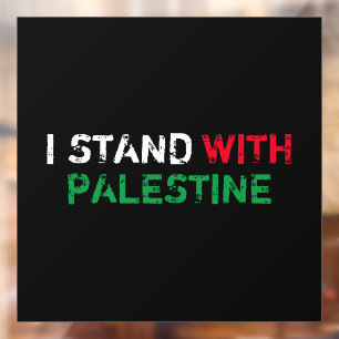 I stand with Palestine white red green typography