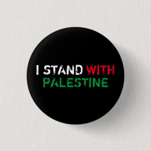 I stand with Palestine white red green typography 3 Cm Round Badge