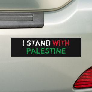 I stand with Palestine white red green typography Bumper Sticker