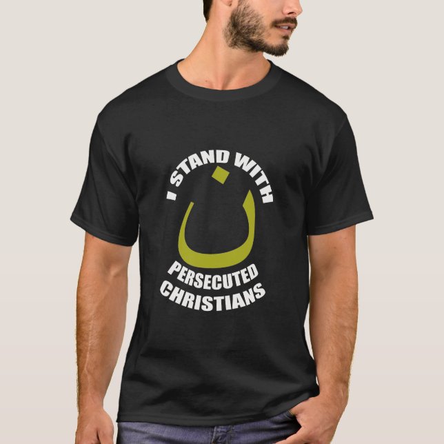 I Stand With Persecuted Christians Arabic Nun T-Shirt (Front)