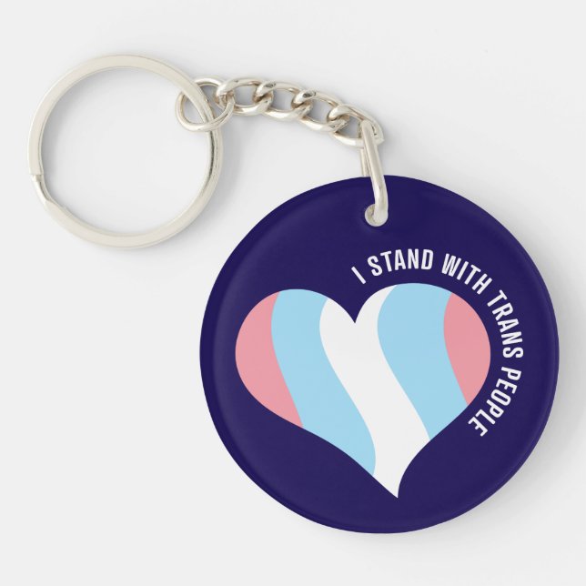 I Stand With Trans People Heart Keychain (Front)