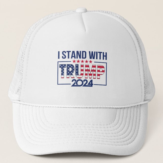 I Stand with Trump 2024 Trucker Hat (Front)