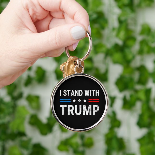  I Stand With Trump American Flag Key Ring (Hand)