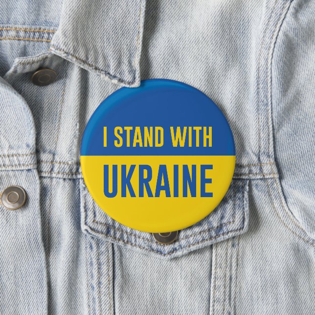 I Stand With Ukraine 10 Cm Round Badge (In Situ)