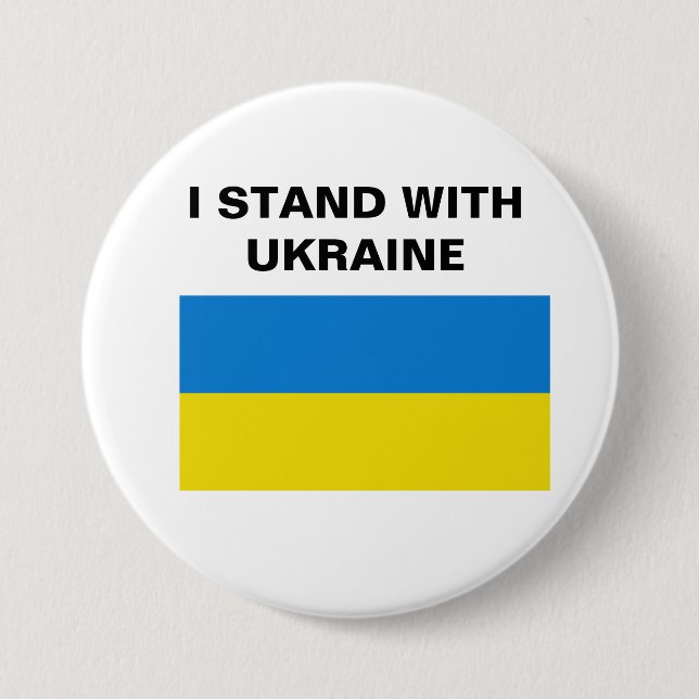 I STAND WITH UKRAINE 7.5 CM ROUND BADGE (Front)