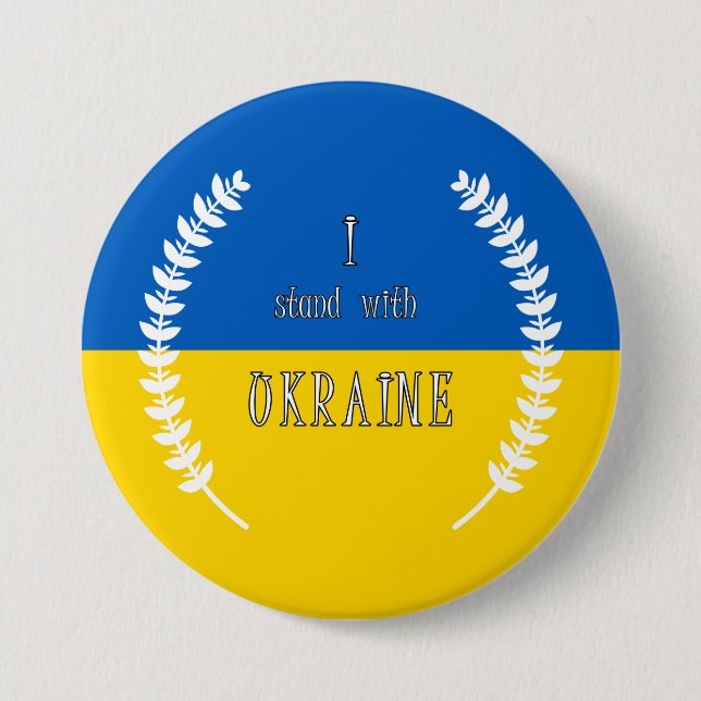I stand with Ukraine !!!  7.5 Cm Round Badge (Front)