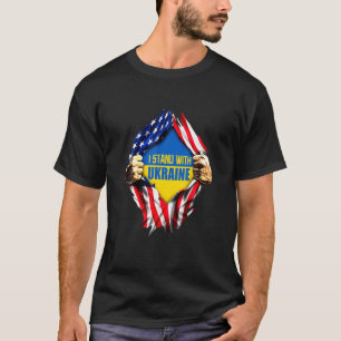 I Stand With Ukraine - American Flag Support Ukrai T-Shirt