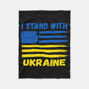 I Stand With Ukraine Blue And Yellow Usa Flag Ukra Fleece Blanket