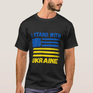I Stand With Ukraine Blue And Yellow Usa Flag Ukra T-Shirt