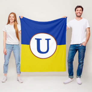 I stand with Ukraine blue yellow flag monogram  Fleece Blanket