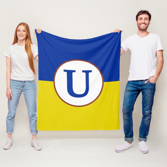 I stand with Ukraine blue yellow flag monogram  Fleece Blanket (In Situ)