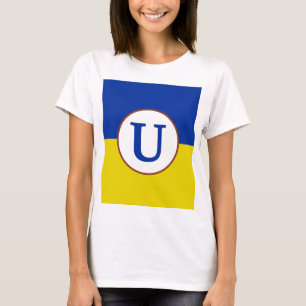 I stand with Ukraine blue yellow flag monogram T-Shirt