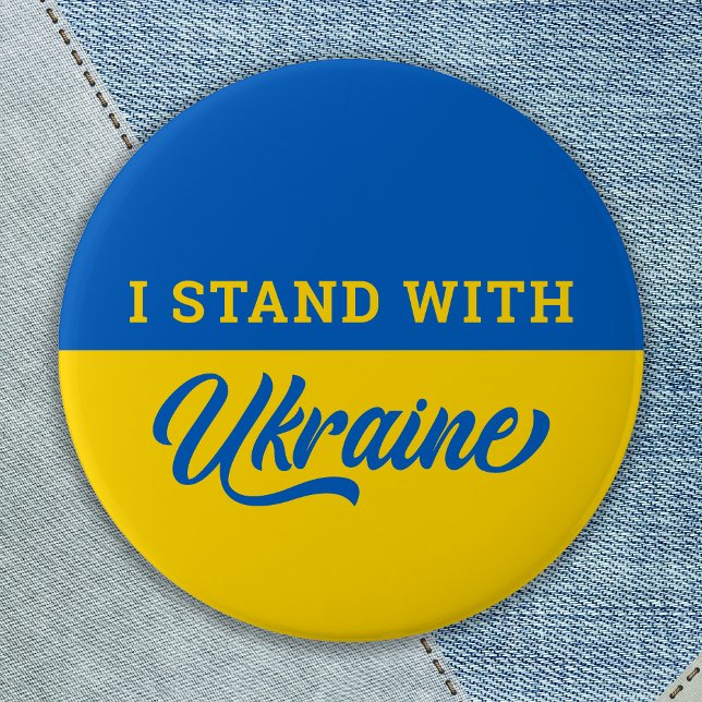 I Stand With Ukraine Blue Yellow Flag Ukranian  7.5 Cm Round Badge (Creator Uploaded)