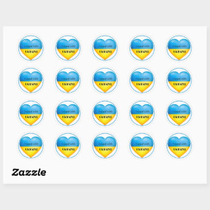 I Stand with Ukraine Blue Yellow Key Ring Classic Round Sticker