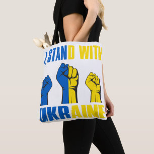 I STAND WITH UKRAINE BLUE YELLOW TOTE BAG