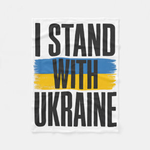 I Stand With Ukraine Bold Ukrainian Flag Support Fleece Blanket