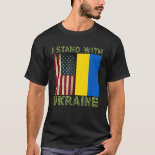 I Stand With Ukraine Camouflage American Ukrainian T-Shirt