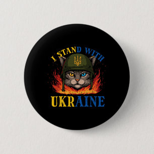 I Stand With Ukraine Cat Soldier Ukrainian Women M 6 Cm Round Badge