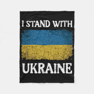 I Stand With Ukraine Distressed Flag Support Women Fleece Blanket