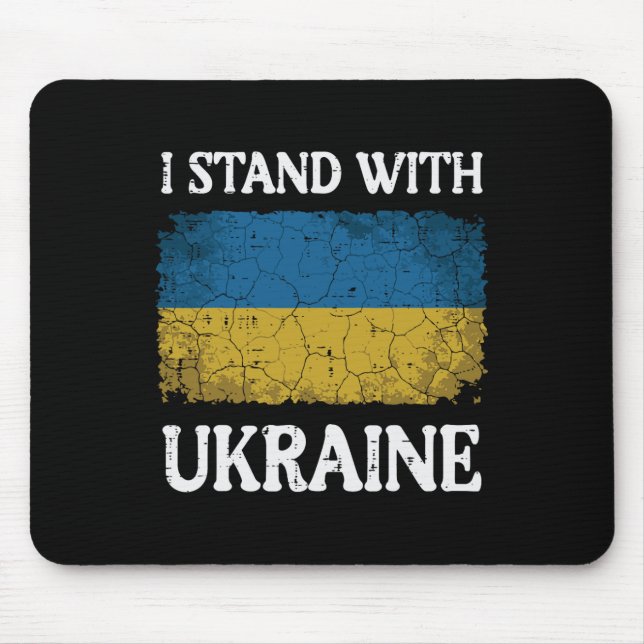 I Stand With Ukraine Distressed Flag Support Women Mouse Pad (Front)