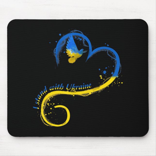 I stand with Ukraine  Dove Flag Peace Free Ukraine Mouse Pad (Front)