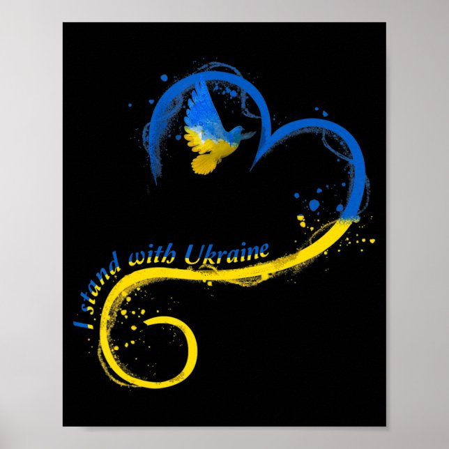 I stand with Ukraine  Dove Flag Peace Free Ukraine Poster (Front)