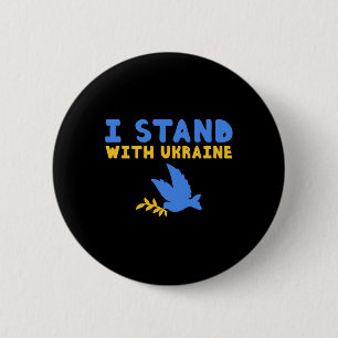 I Stand With Ukraine Dove Peace Pro-ukraine Blue Y 6 Cm Round Badge