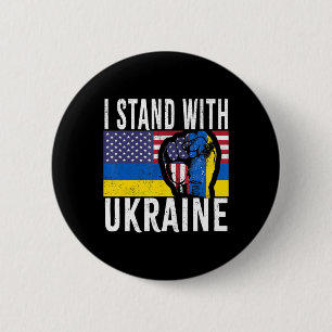 I Stand With Ukraine Flag American Flag Support Uk 6 Cm Round Badge