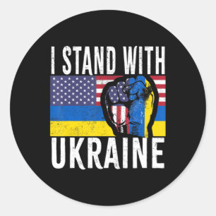 I Stand With Ukraine Flag American Flag Support Uk Classic Round Sticker