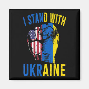 I Stand With Ukraine Flag American Flag Support Uk Magnet