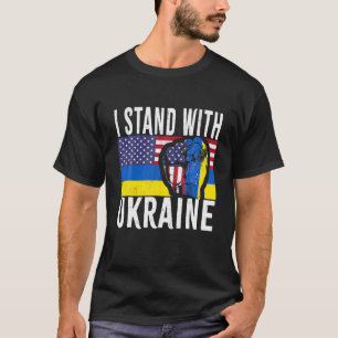 I Stand With Ukraine Flag American Flag Support Uk T-Shirt