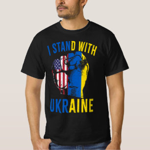 I Stand With Ukraine Flag American Flag Support Uk T-Shirt