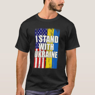 I Stand With Ukraine Flag American Flag T-Shirt