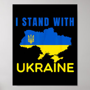 I Stand' With Ukraine Flag Emblem Map Patriot Men Poster
